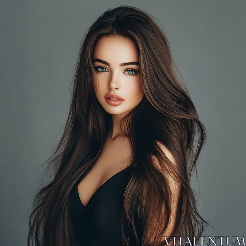 Elegant Female Portrait with Captivating Eyes AI Image