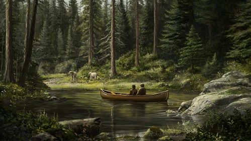 Peaceful River Canoeing in Lush Forest