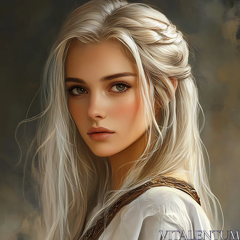 Fantasy Portrait of a Gorgeous Blonde Woman AI Image