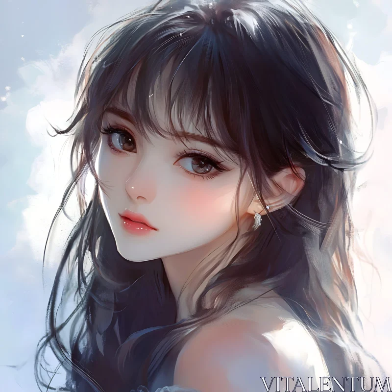 Stunning Anime-Style Female Portrait AI Image