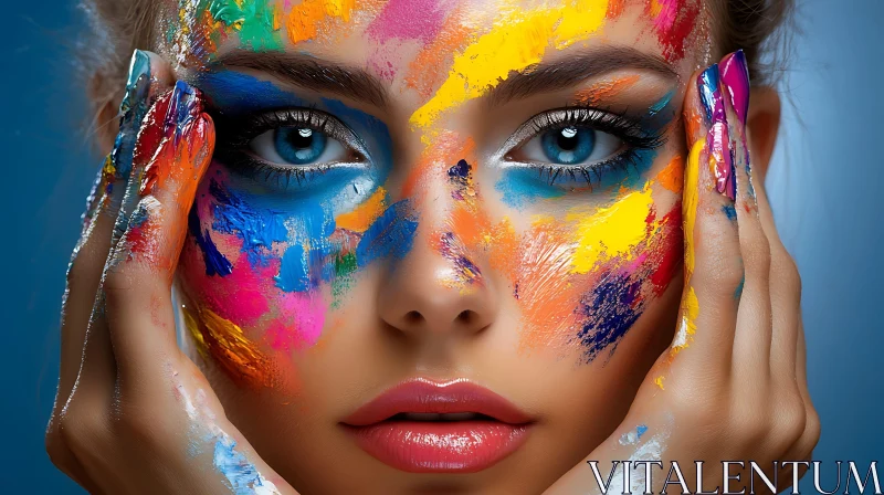 AI ART Vivid Painted Face Woman Portrait