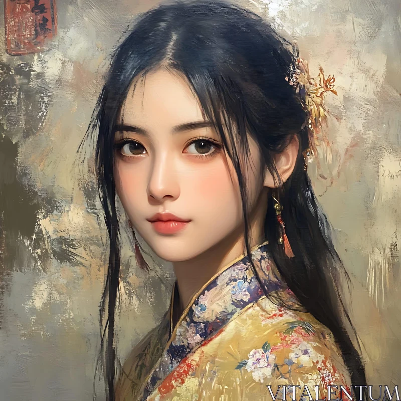 Traditional Elegance: A Woman's Portrait AI Image