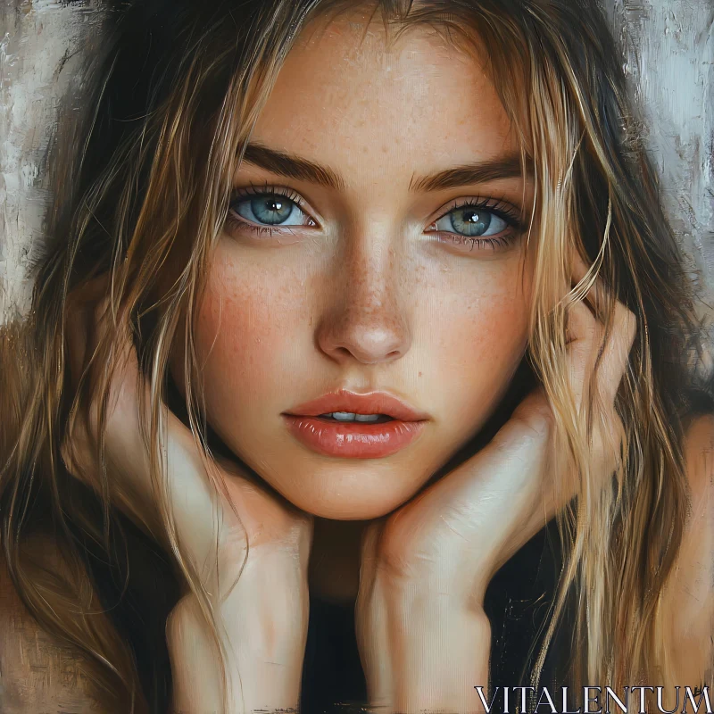 Striking Blue-Eyed Woman Portrait AI Image