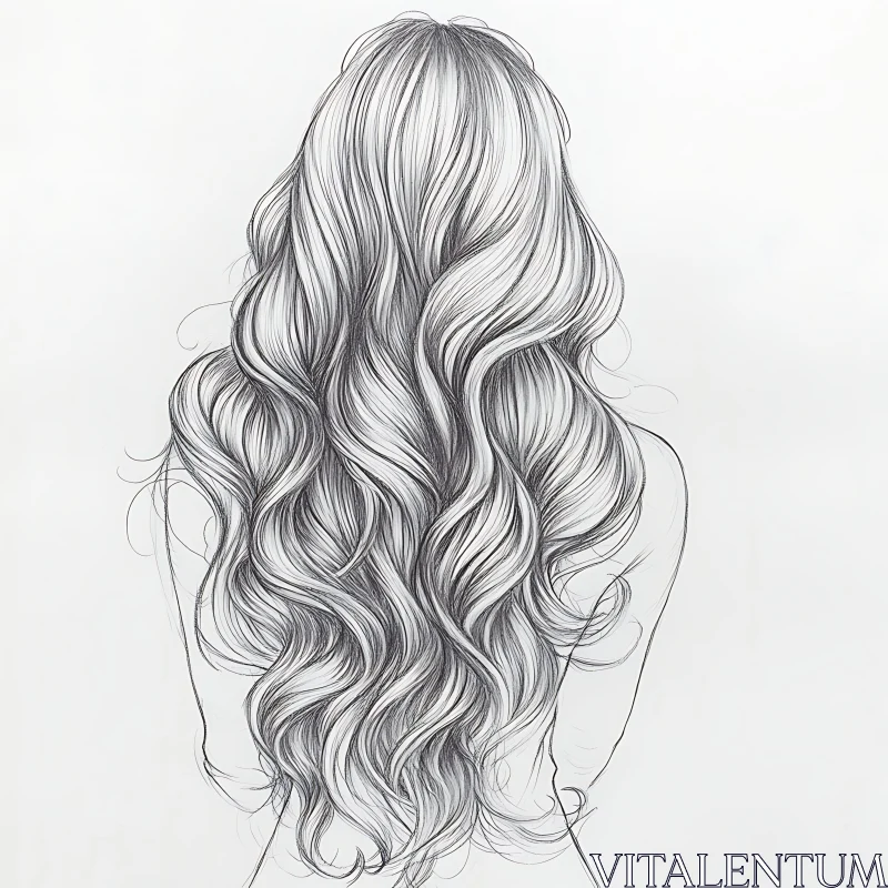 Detailed Hair Portrait Drawing AI Image