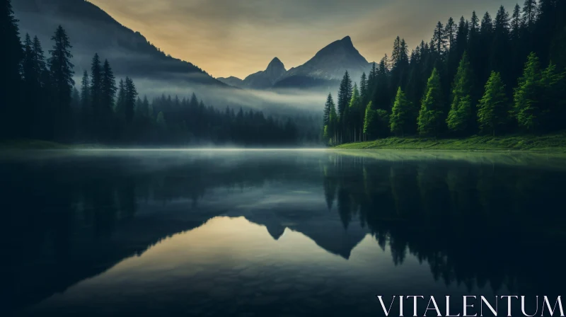 Serene Mountain Lake at Dawn AI Image