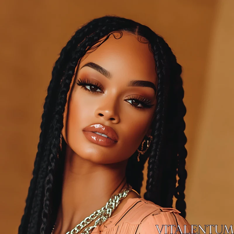 AI ART Stylish Woman with Braids and Elegant Makeup