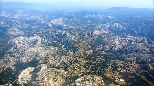 Aerial Mountain Landscape with River