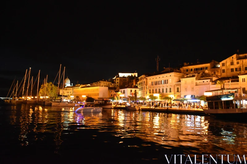 PHOTO Illuminated Harbor at Night