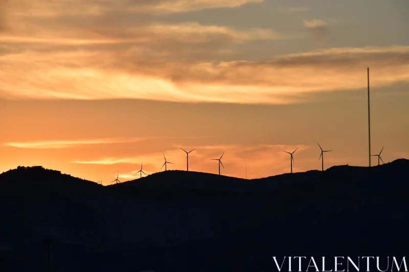 Wind Turbines at Sunset Free Stock Photo