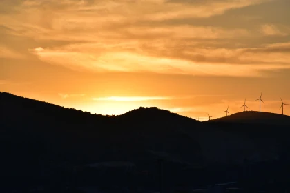 Golden Horizons with Wind Turbines