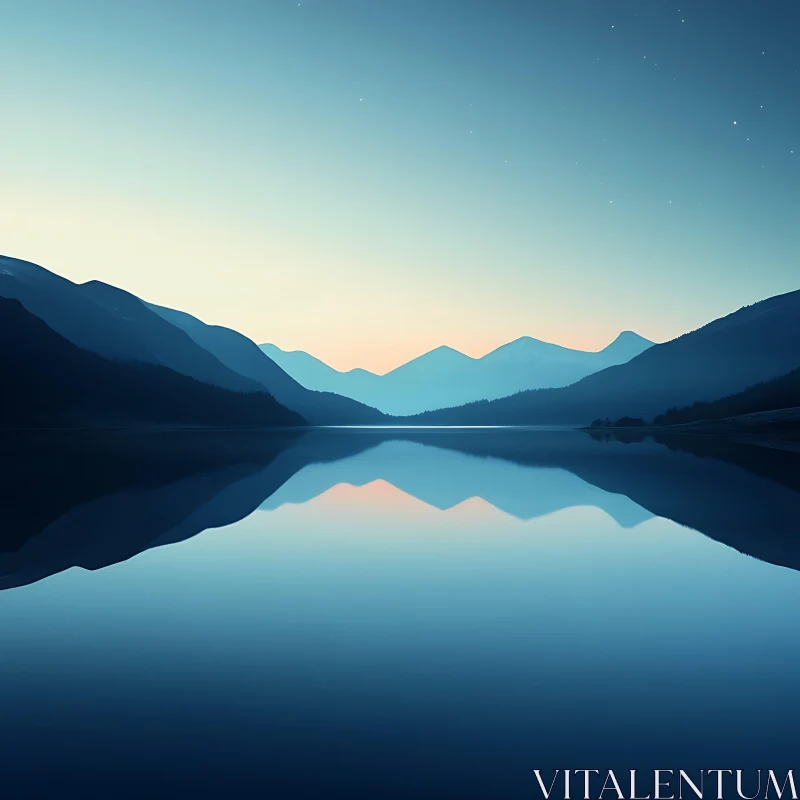 Tranquil Mountain Reflection at Dawn AI Image