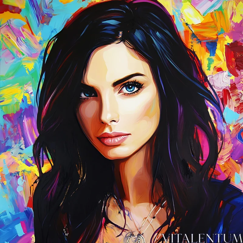 Colorful Expressionist Female Portrait AI Image