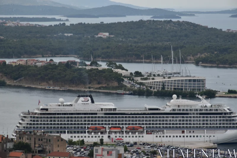 Harbor View with Cruise Ship and Islands Free Stock Photo