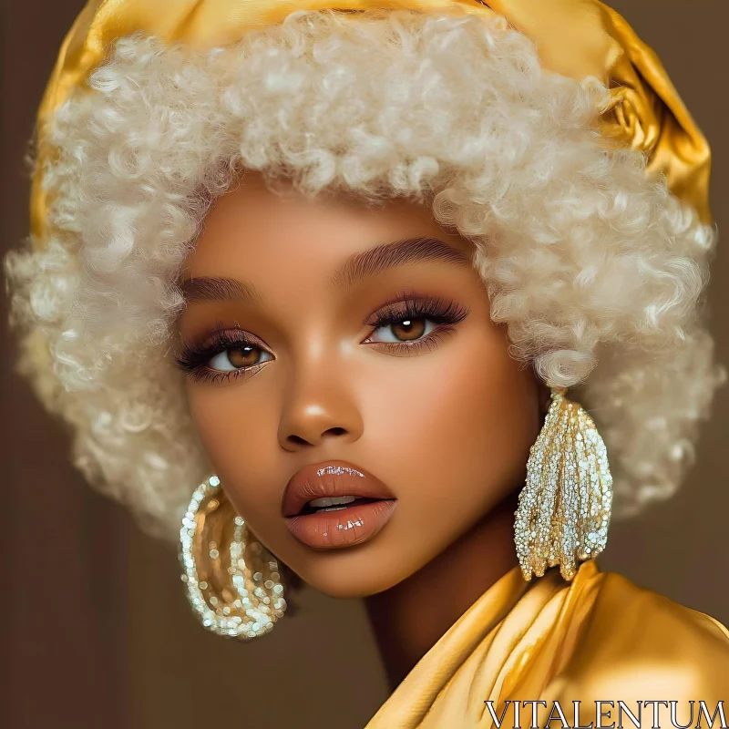 Sophisticated Female Portrait in Golden Hues AI Image