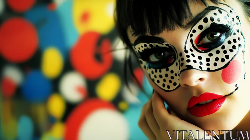 Colorful Polka Dot Masked Woman AI Image