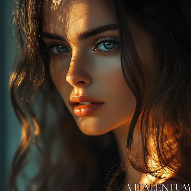 Sunlit Portrait of a Young Woman AI Image