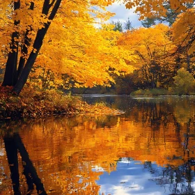 Golden Autumn Trees in a Peaceful Landscape