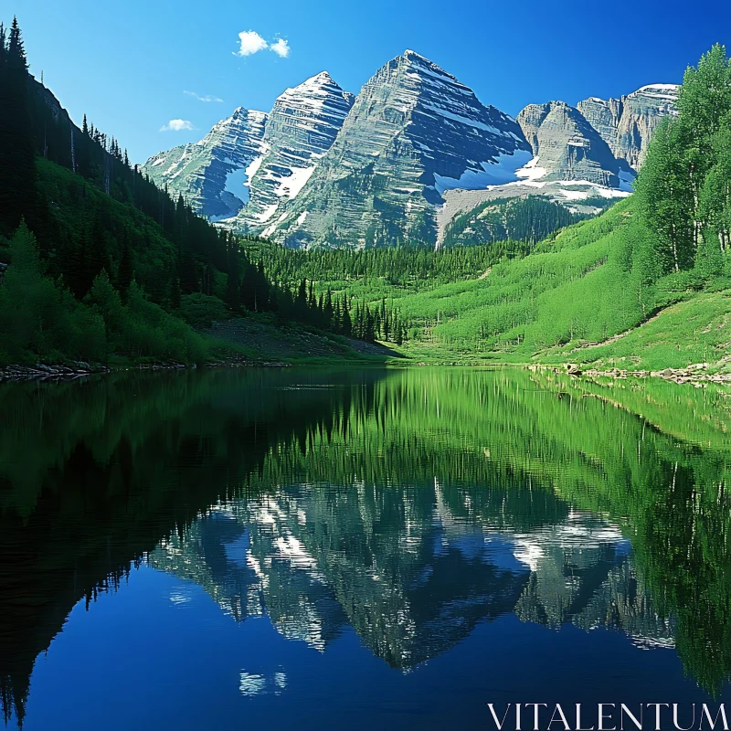 Majestic Mountains and Tranquil Lake Reflection AI Image