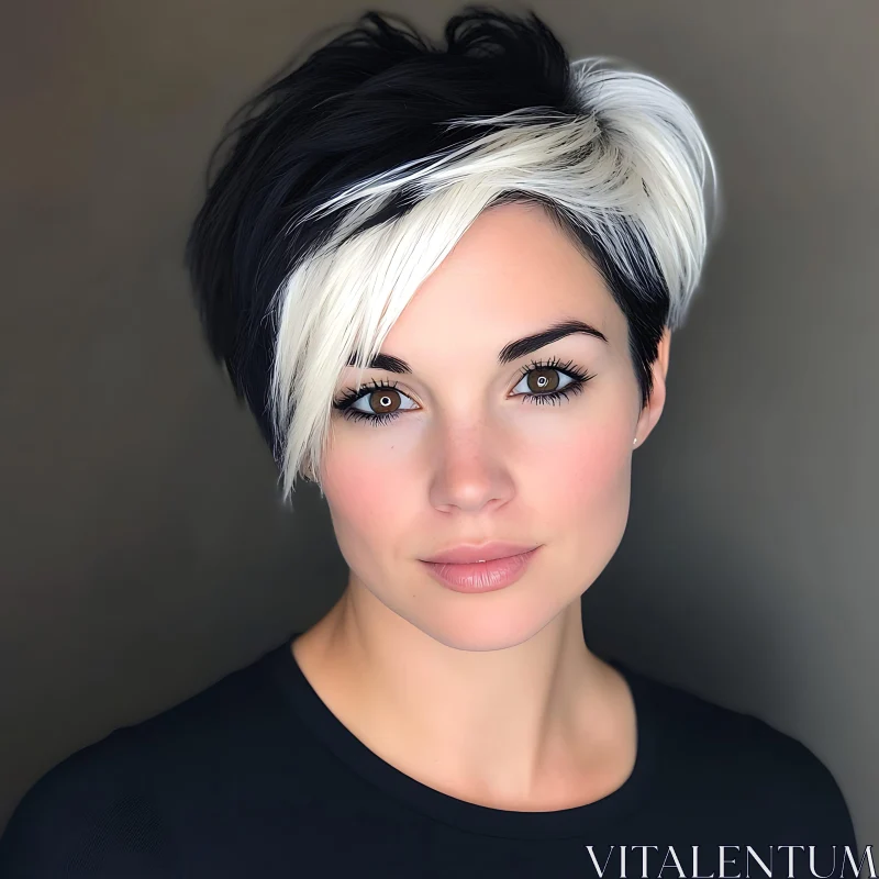 Elegant Female Portrait with Short Hair AI Image