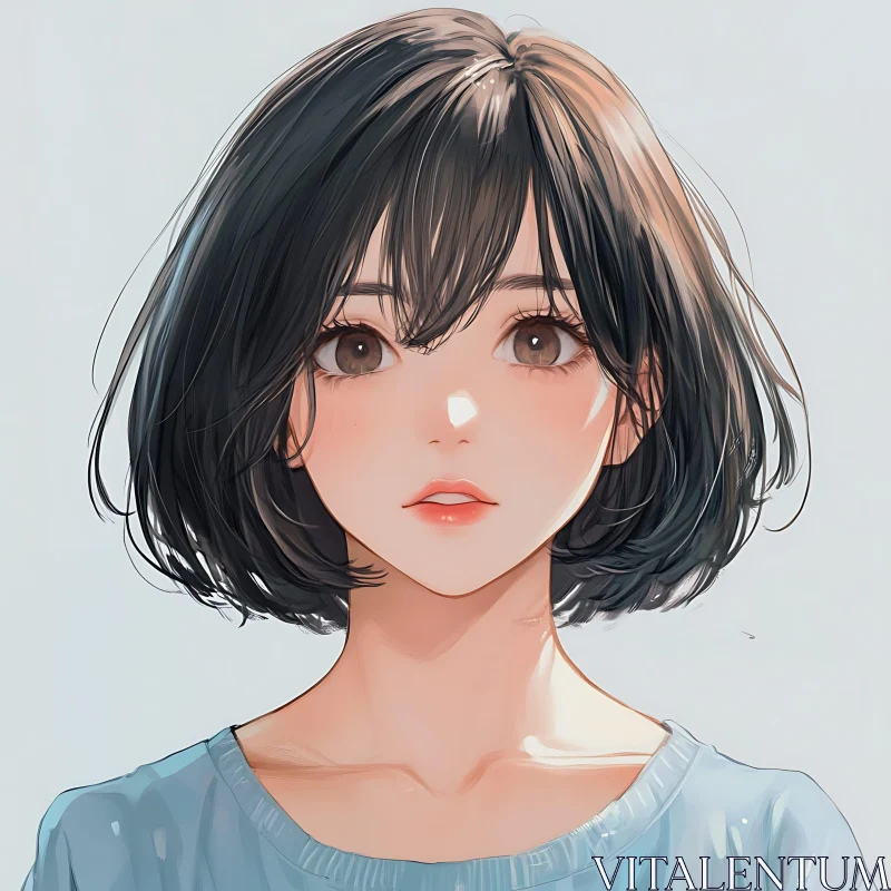 AI ART Digital Art of Anime Girl with Large Brown Eyes