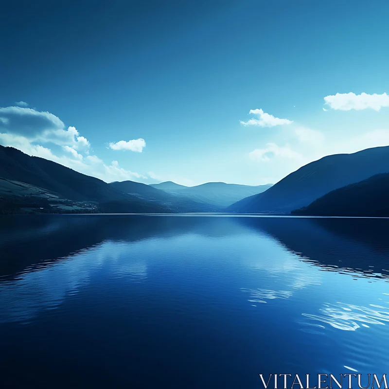 Tranquil Lake with Mountainous Reflections AI Image