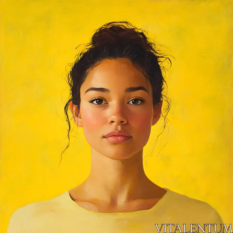 Painted Portrait of a Young Woman AI Image