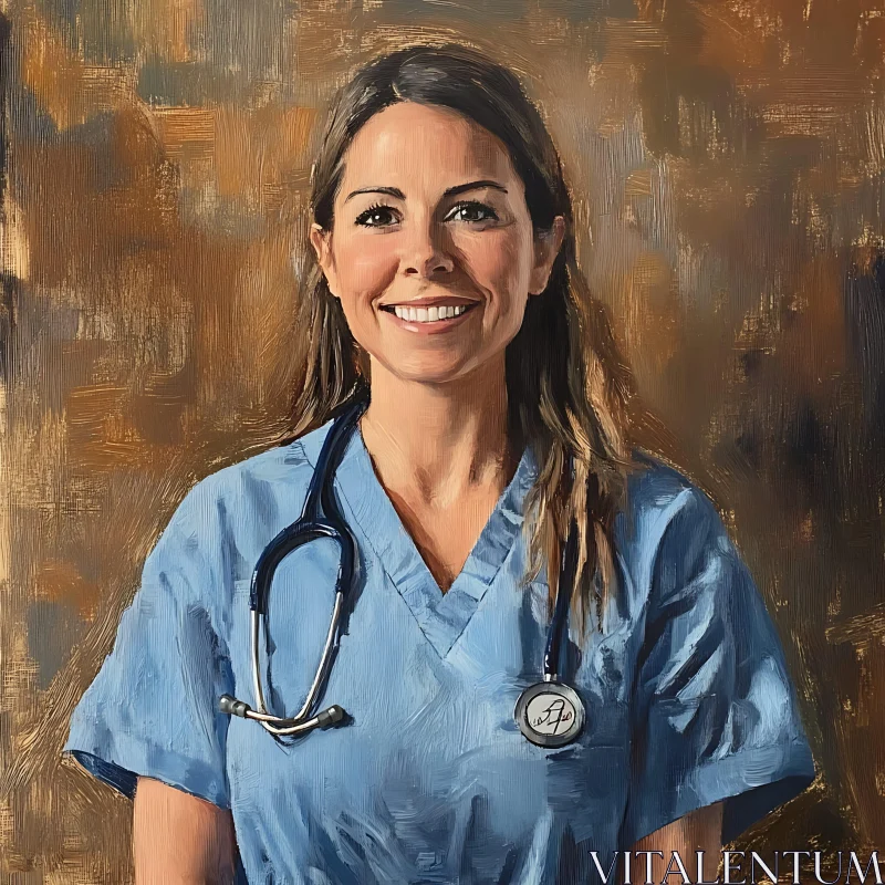 Healthcare Professional Oil Painting AI Image