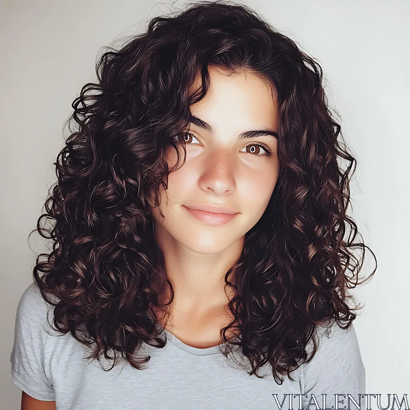 Natural Beauty: Woman with Curly Hair AI Image