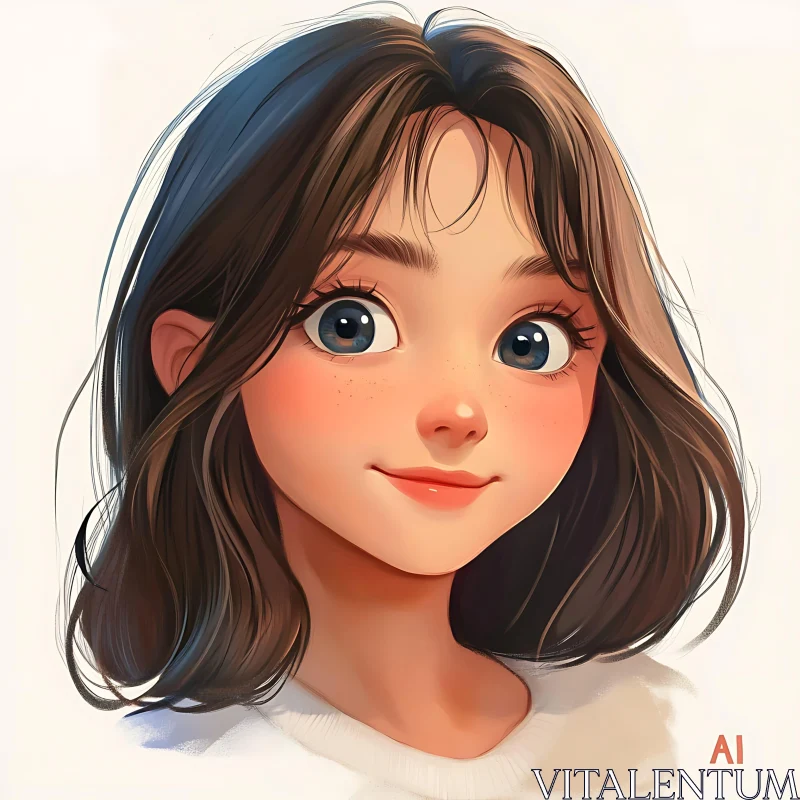 Adorable Anime Girl Digital Illustration AI Image