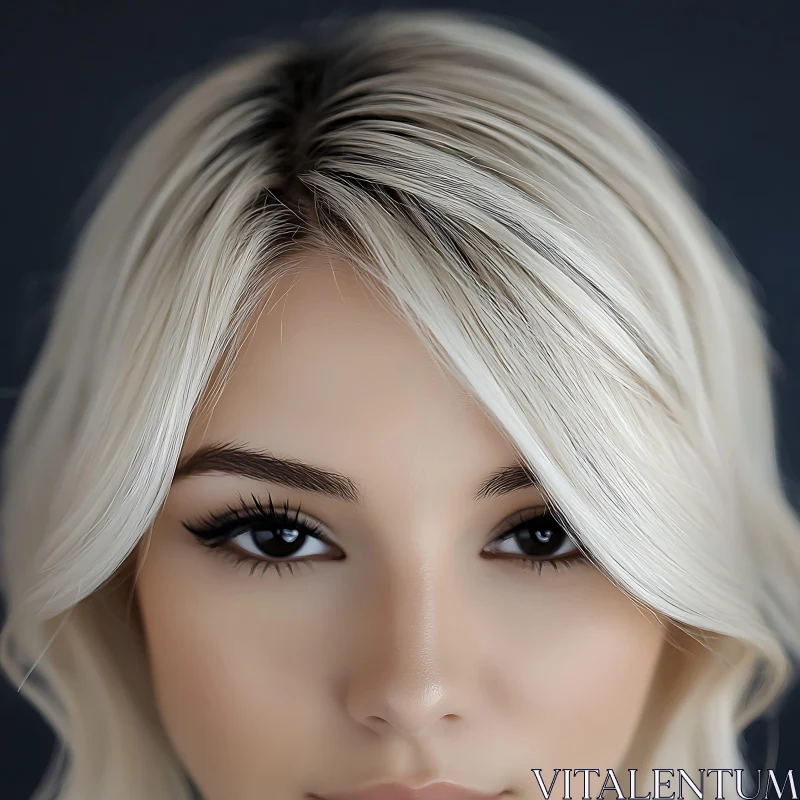 Portrait of a Blonde Woman with Striking Eyes AI Image