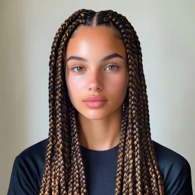 Woman with Braids in Elegant Portrait