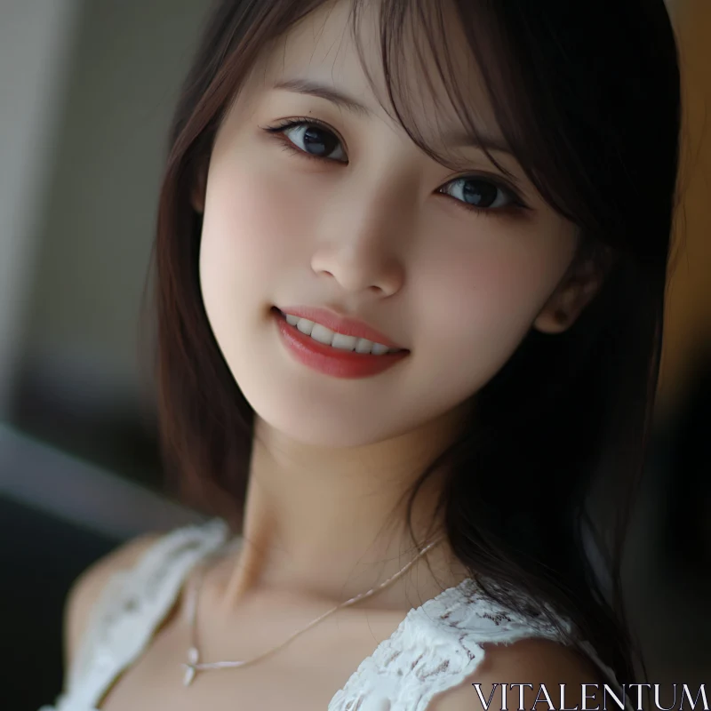 Graceful Female Portrait with Radiant Smile AI Image