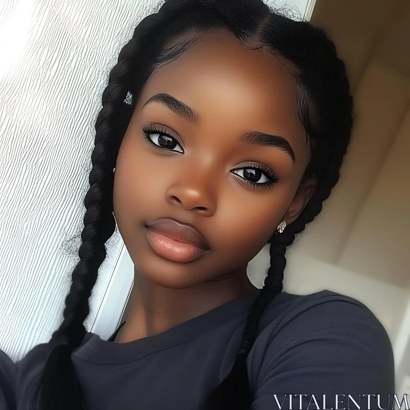 Youthful Beauty with Braids AI Image