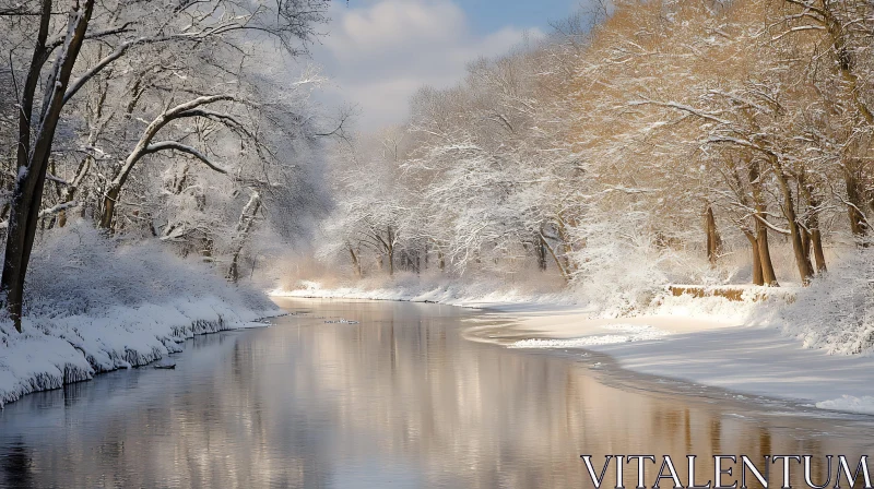 Calm Winter Landscape by Snowy River AI Image