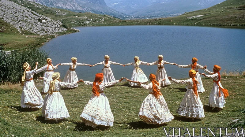 Traditional Dance by the Lake AI Image