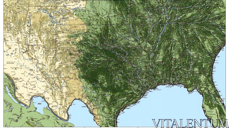 Geographic Features of Southwestern and Southeastern U.S. AI Image