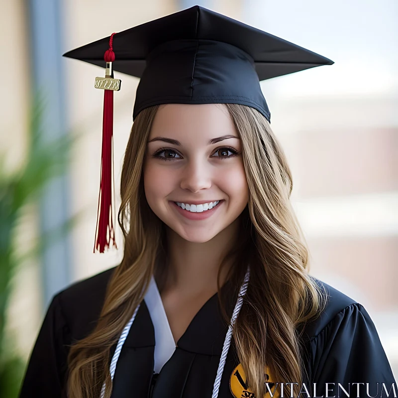 Smiling Graduate at Commencement AI Image