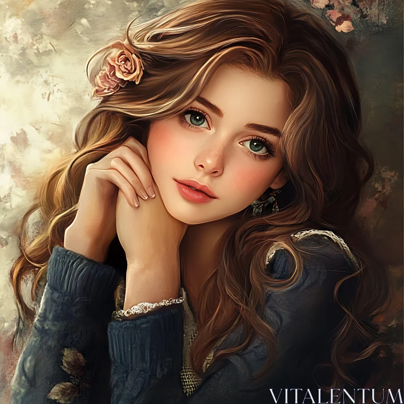 AI ART Artistic Painting of a Serene Young Woman