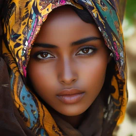 Beautiful Woman with a Vividly Colored Scarf