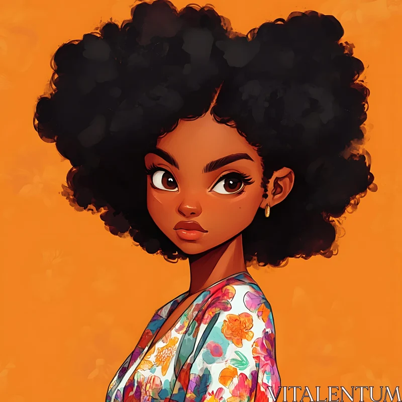 AI ART Colorful Anime Girl with Curly Hair