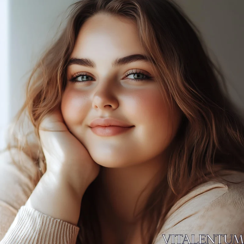 Warm Smiling Woman Portrait AI Image