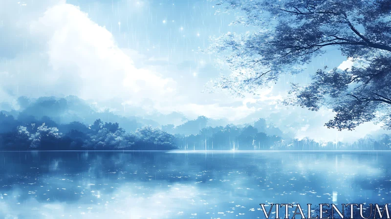 Peaceful Lake with Reflections and Blue Hues Peaceful Lake with Reflections and Blue Hues