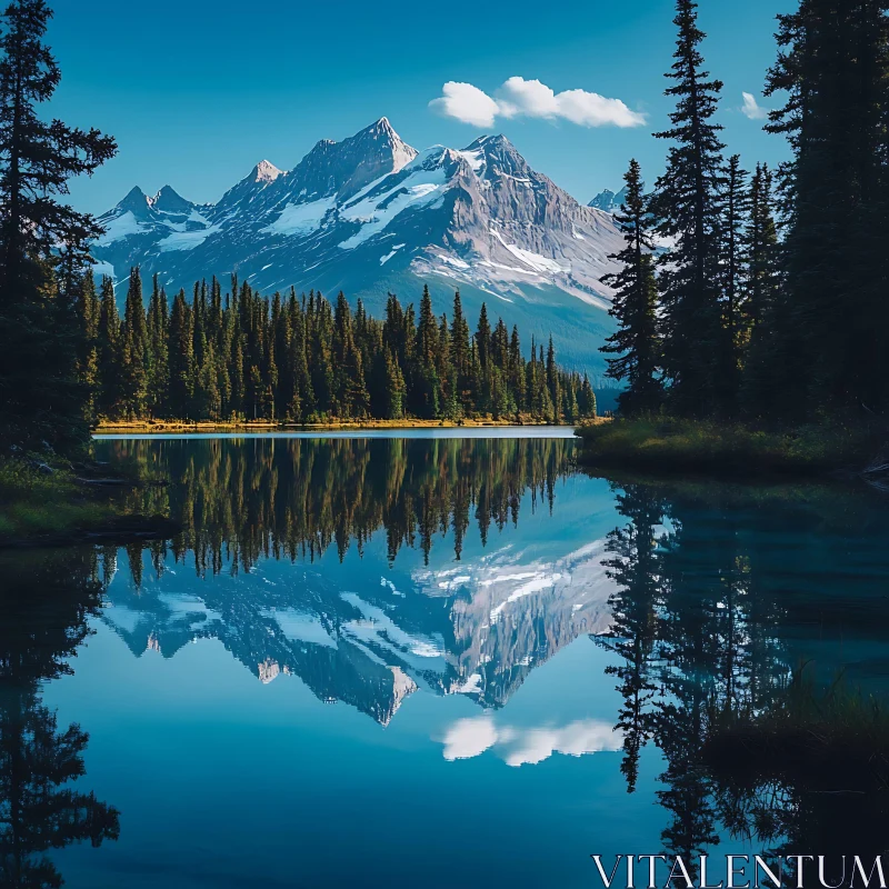 Serene Mountain and Lake Landscape AI Image