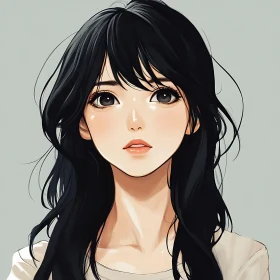 Black-Haired Anime Girl Portrait