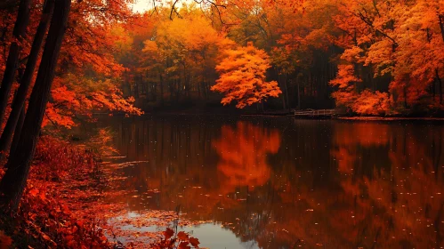 Serene Autumn Lake with Colorful Forest Reflection