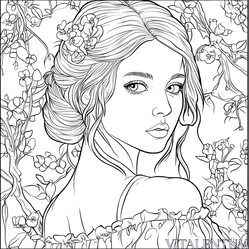 Intricate Floral Woman Portrait Drawing Intricate Floral Woman Portrait Drawing