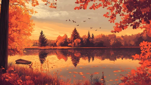 Tranquil Autumnal Lakeside Scene