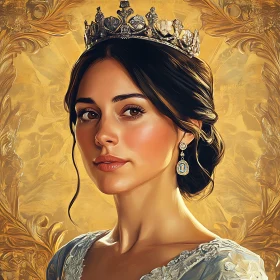 Elegant Royal Lady in Ornate Golden Setting