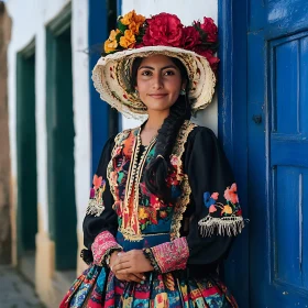 Cultural Woman with Floral Hat