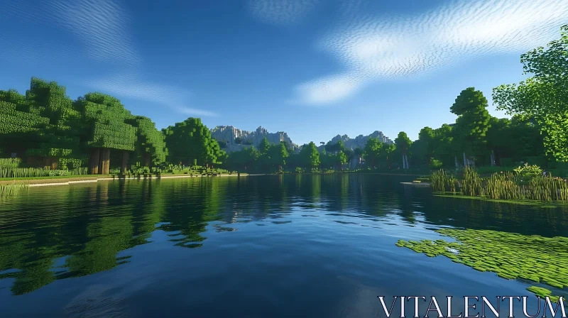 Tranquil Lake in Nature AI Image